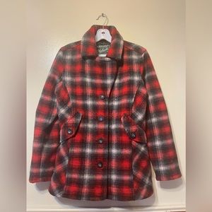 Woolrich Women’s Wool Plaid Pea Coat Size X-Small